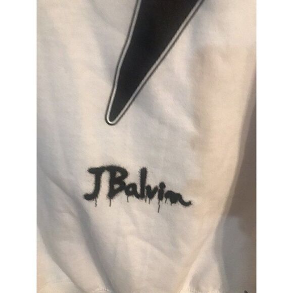 J Balvin Takashi Murakami Collab Mens White XL Logo Hoodie Reggaeton Streetwear - Picture 7 of 8